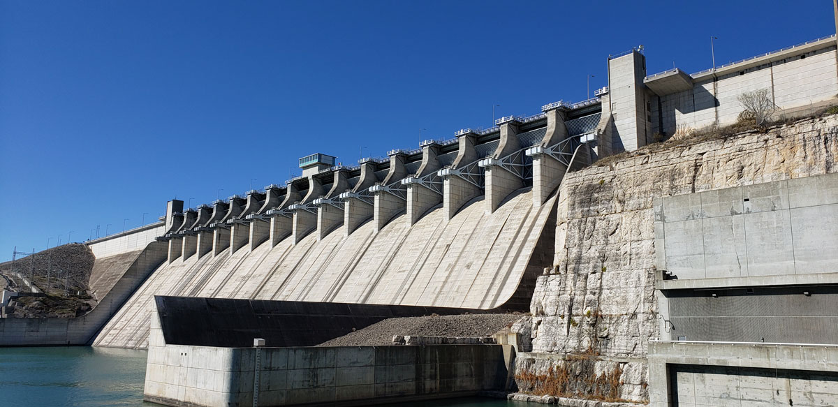 Amistad Dam as viewed from the United States Power Plant parking area on 2/13/2020