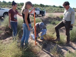 IBWC and USFWS staff posting restoration site markers, August 2012